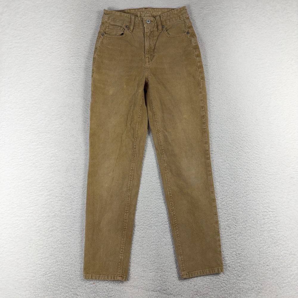 AMERICAN EAGLE Jeans Women's 0 (24x27) TAN Corduroy Stretch Mom Straight